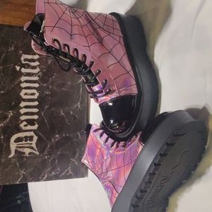 Pink & Black Spider Web Boots